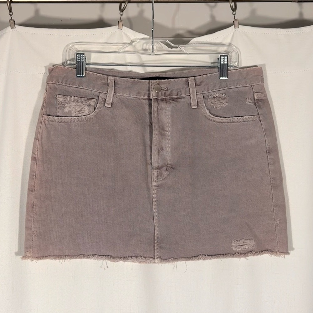 J Brand Taupe Denim Mini Skirt